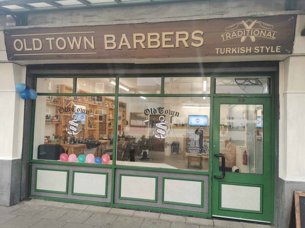 Old Town Barbers shopfront on Northgate, Hartlepool
