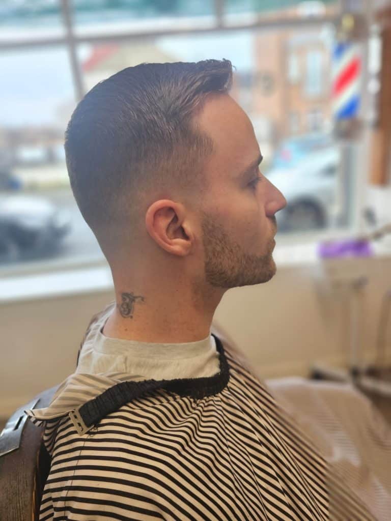 Men’s fade haircut, side view